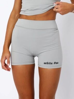 White Fox Light Gray Logo Biker Shorts